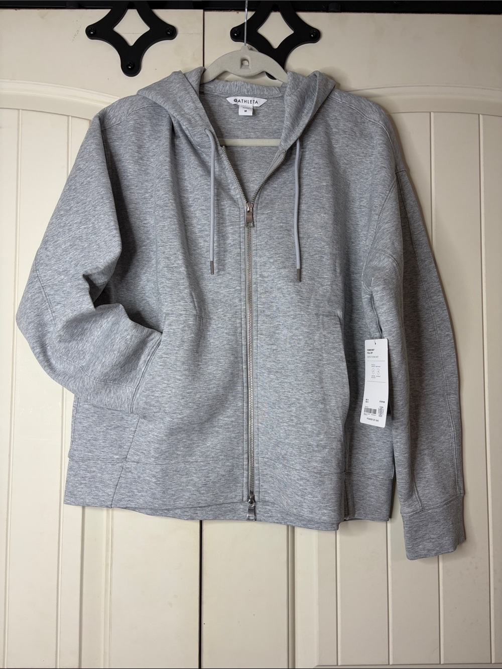 Athleta Form Knit Light Gray Full-Zip Hoodie Jacket NEW M